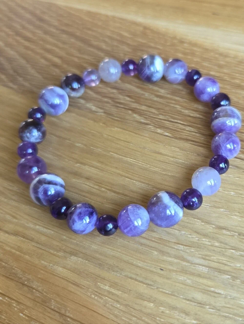 Amethyst Beaded Stretch Bracelet | Handmade